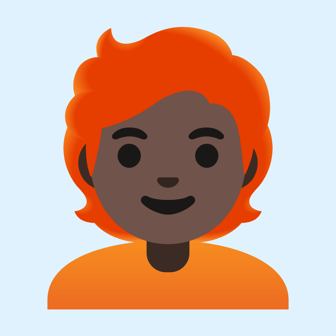π§πΏβπ¦° Person: dark skin tone, red hair