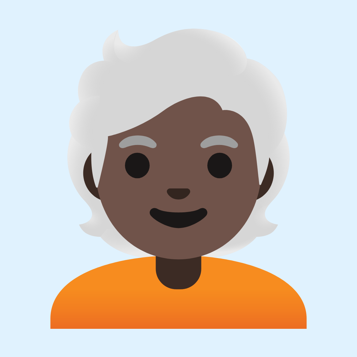 🧑🏿‍🦳 Person: dark skin tone, white hair