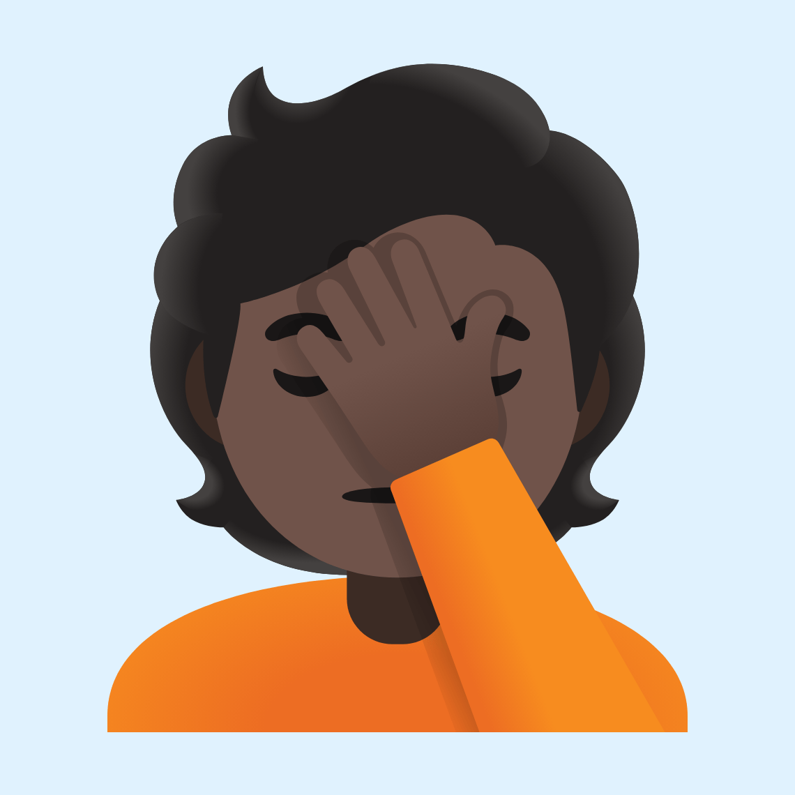π€¦πΏ Person facepalming: dark skin tone