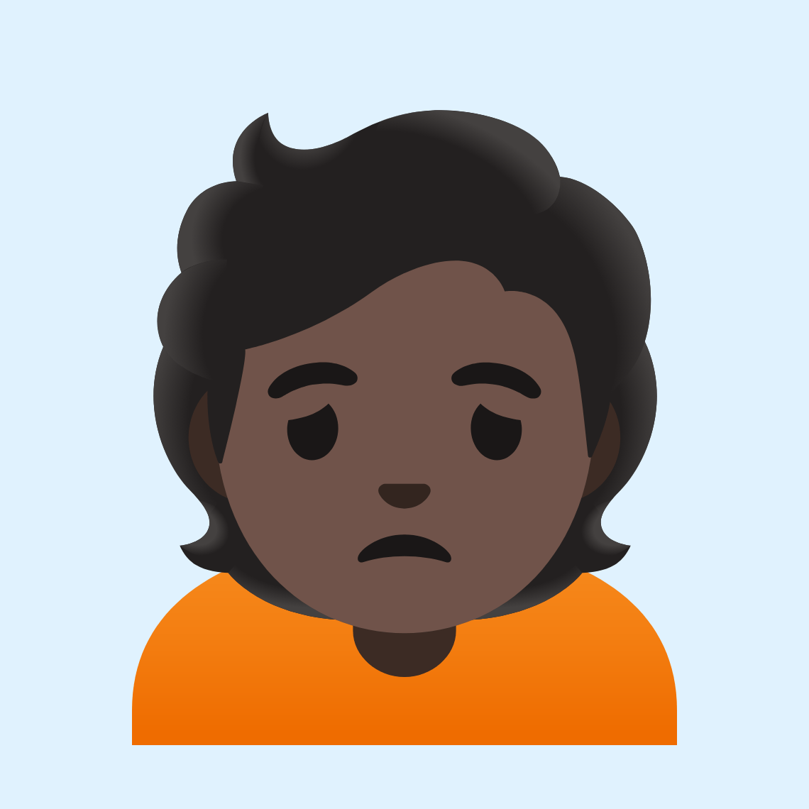 ππΏ Person frowning: dark skin tone