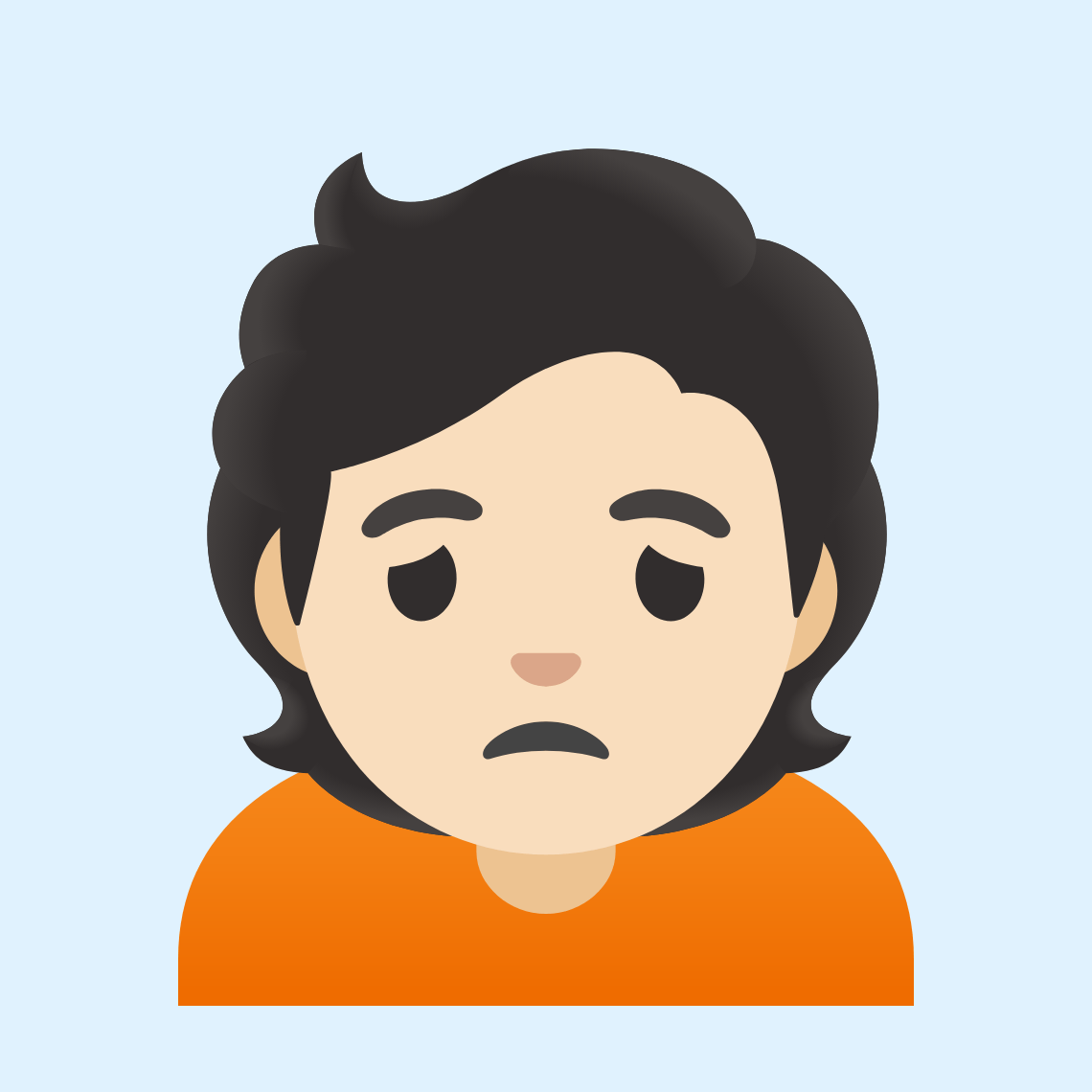 ππ» Person frowning: light skin tone