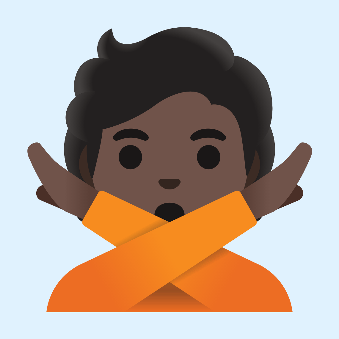 π
πΏ Person gesturing NO: dark skin tone