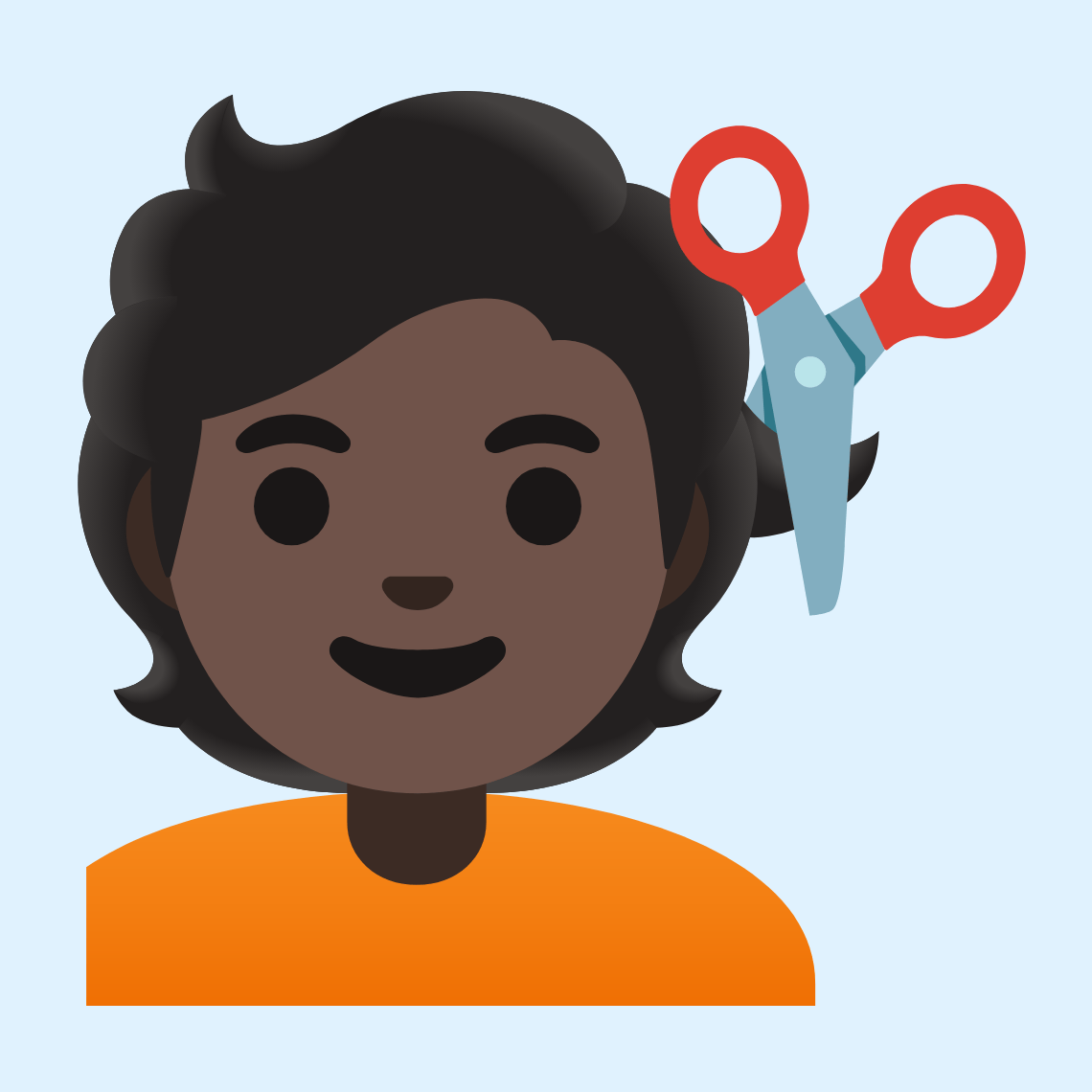 ππΏ Person getting haircut: dark skin tone