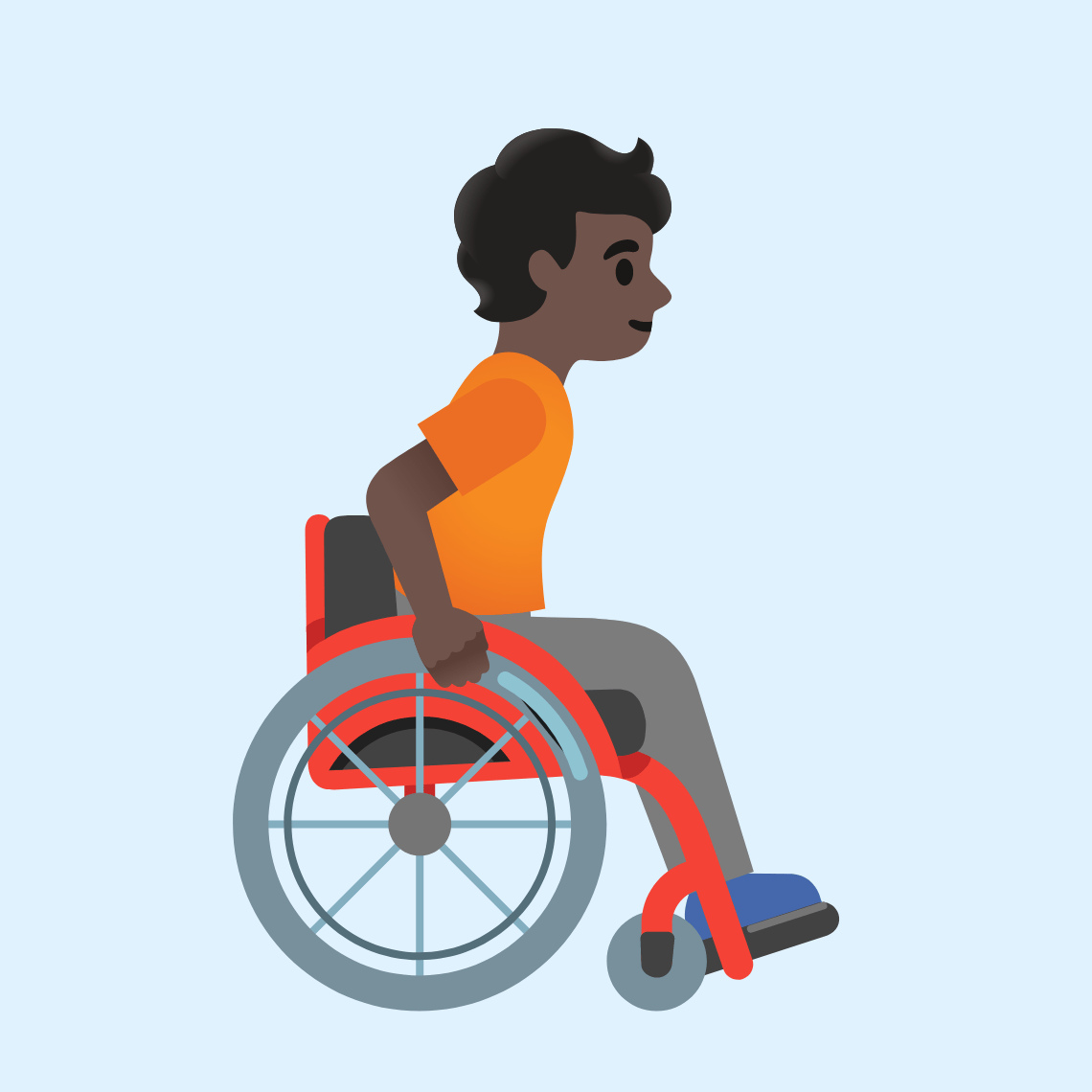 π§πΏβπ¦½ββ‘οΈ Person in manual wheelchair facing right: dark skin tone