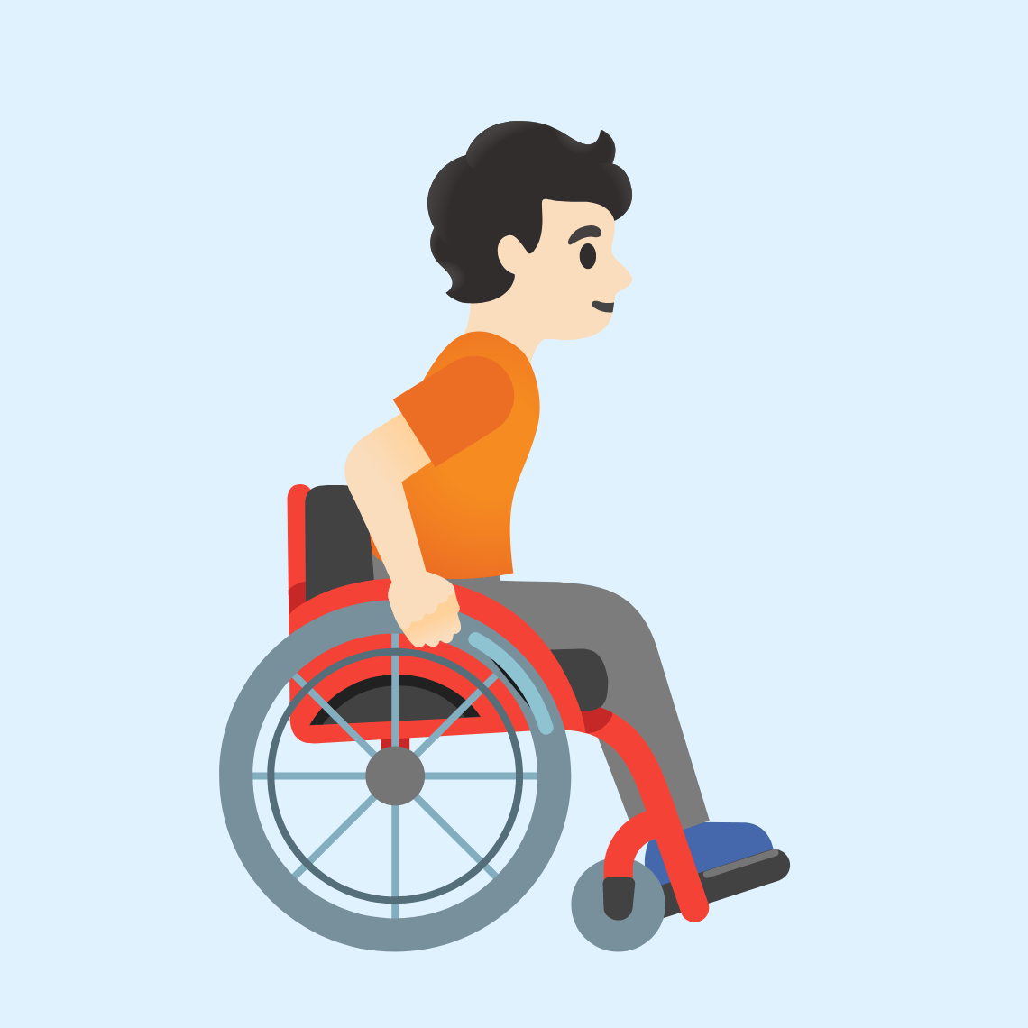 🧑🏻‍🦽‍➡️ Person in manual wheelchair facing right: light skin tone