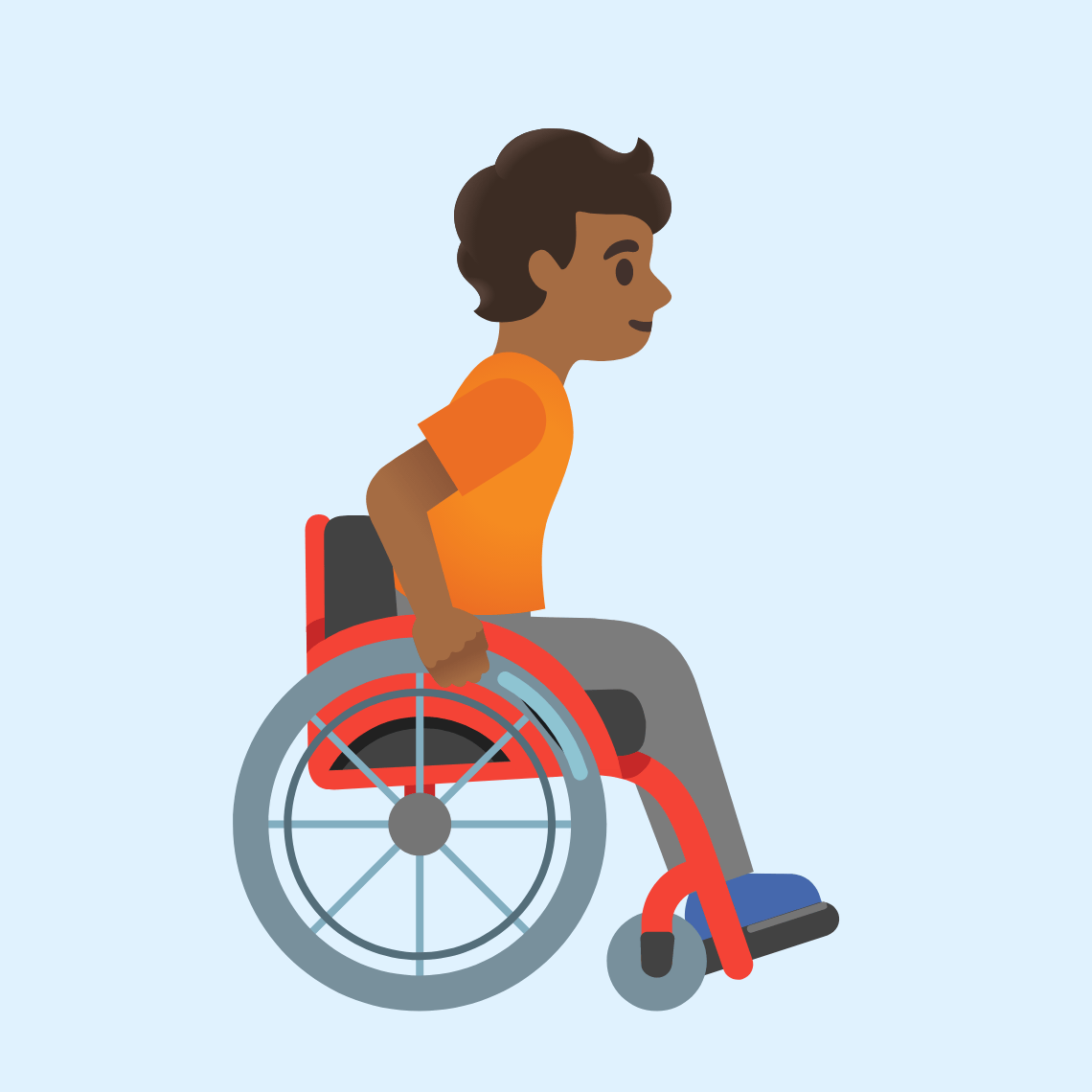 π§πΎβπ¦½ββ‘οΈ Person in manual wheelchair facing right: medium-dark skin tone