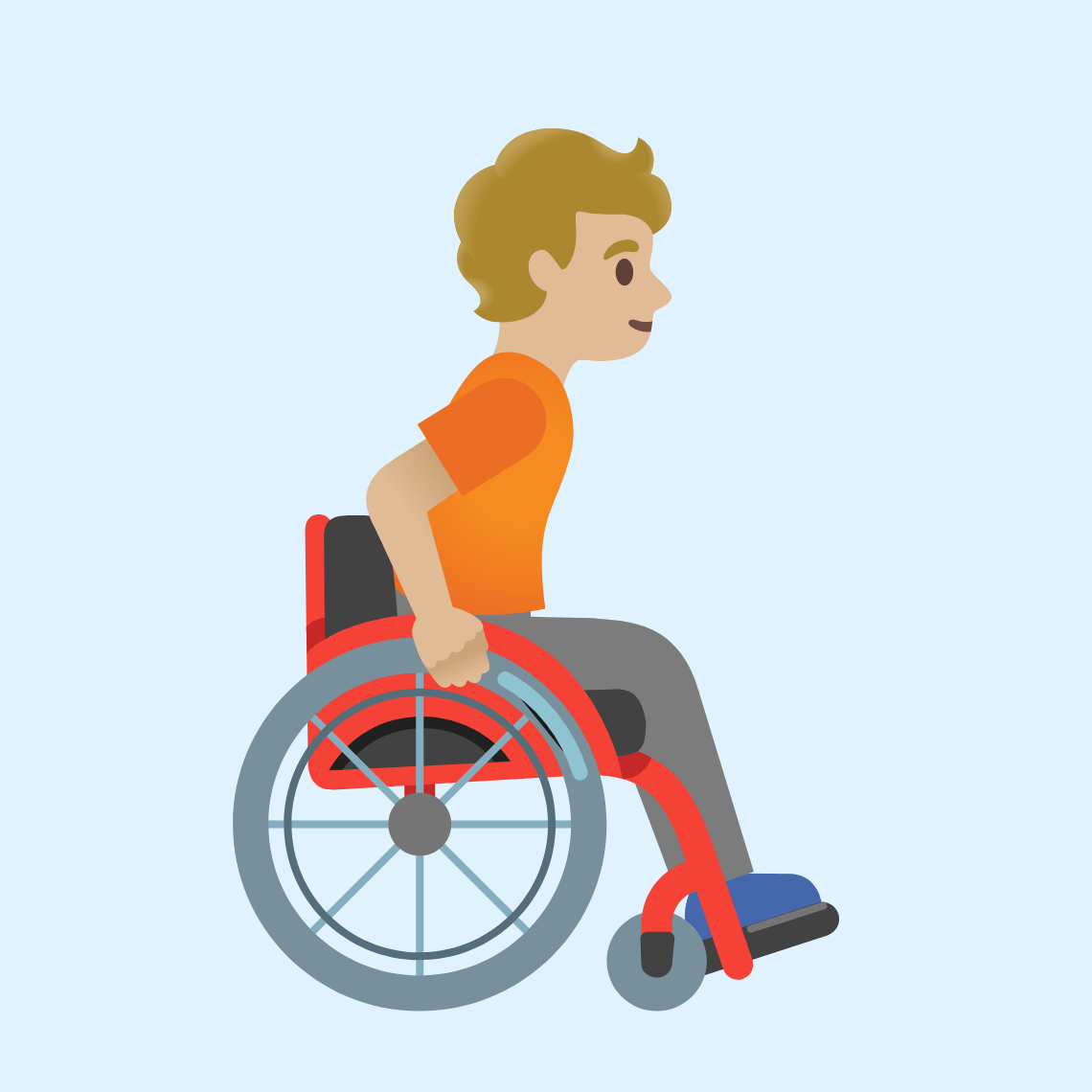 π§πΌβπ¦½ββ‘οΈ Person in manual wheelchair facing right: medium-light skin tone