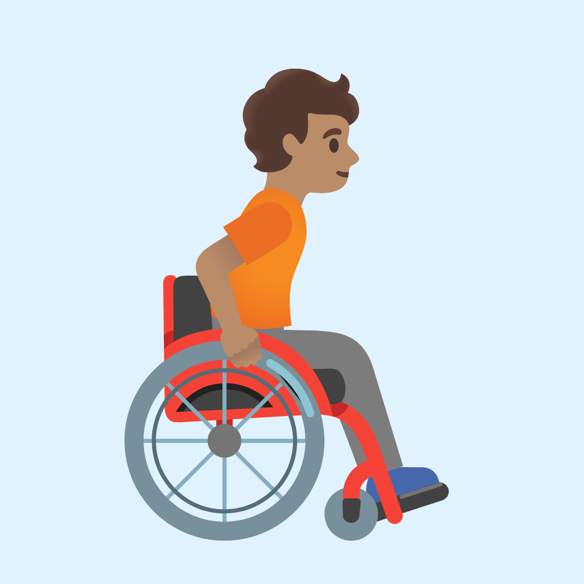 π§π½βπ¦½ββ‘οΈ Person in manual wheelchair facing right: medium skin tone