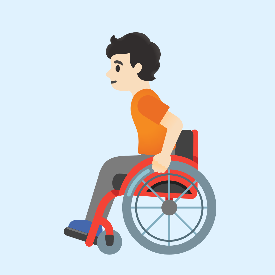 🧑🏻‍🦽 Person in manual wheelchair: light skin tone