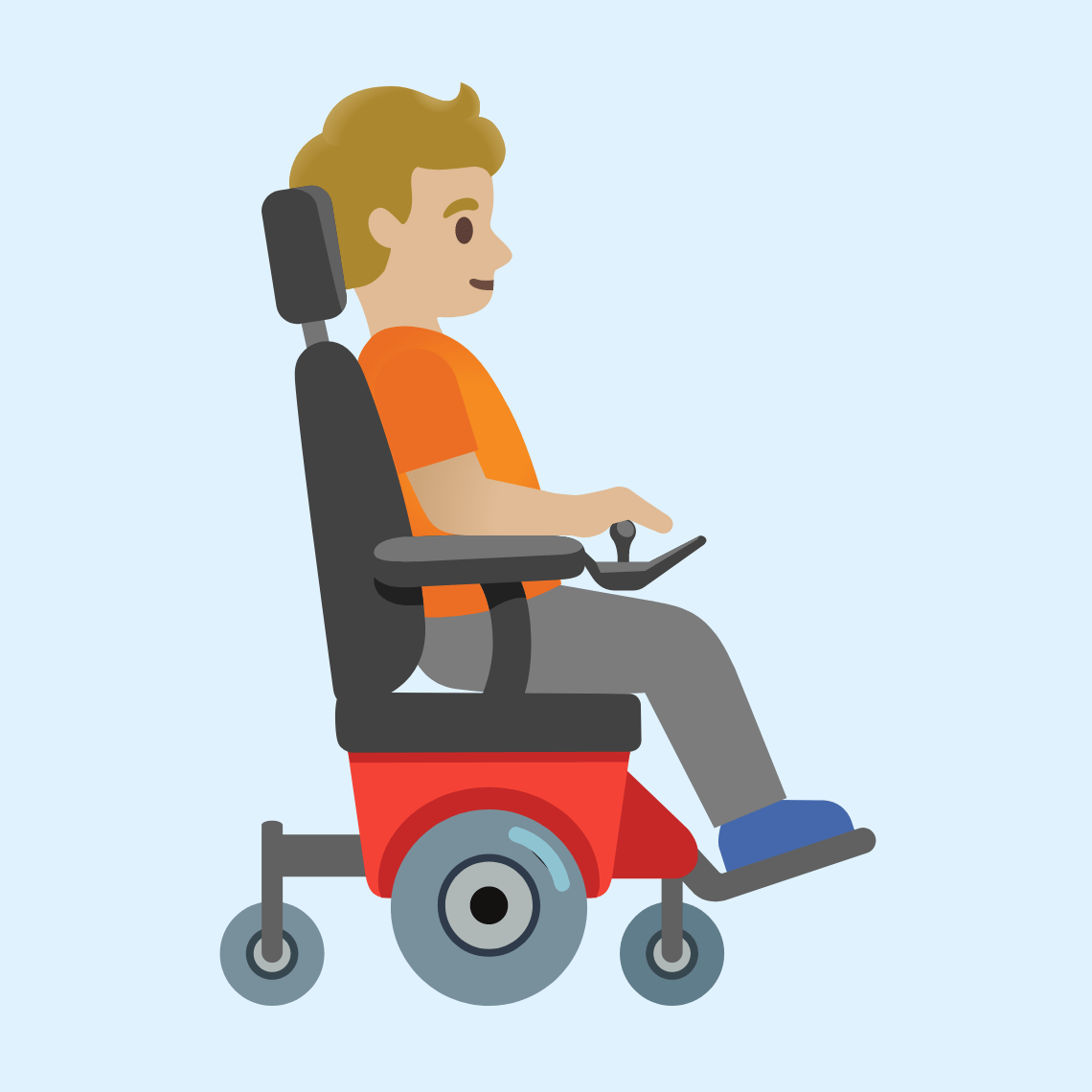 π§πΌβπ¦Όββ‘οΈ Person in motorized wheelchair facing right: medium-light skin tone