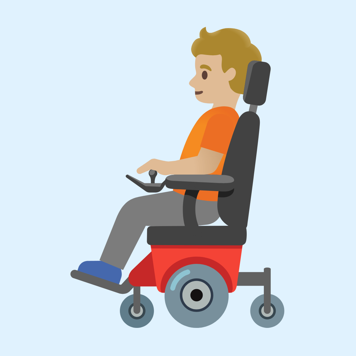 π§πΌβπ¦Ό Person in motorized wheelchair: medium-light skin tone
