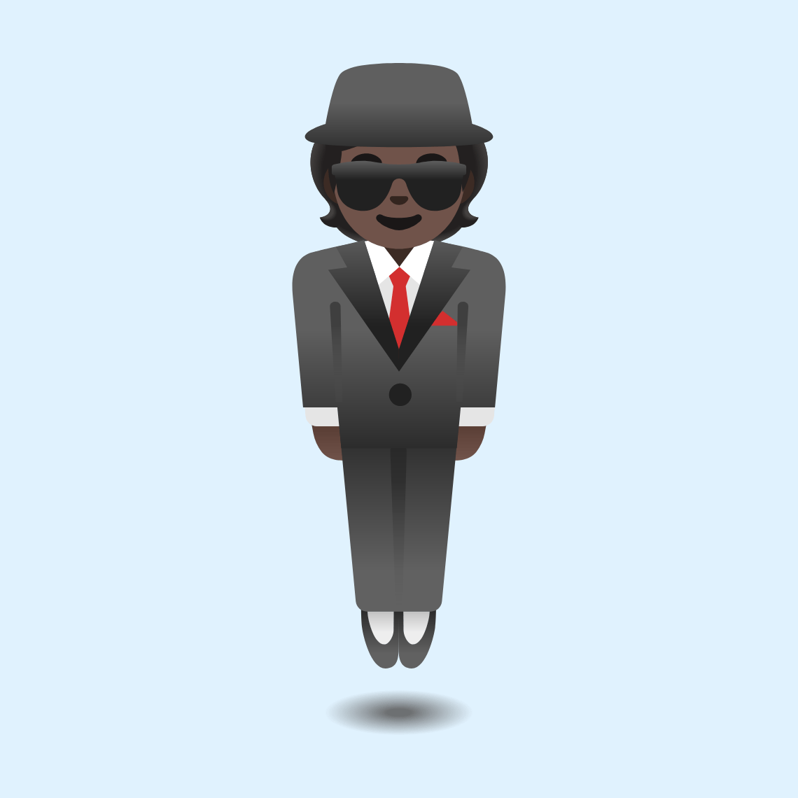 π΄πΏ Person in suit levitating: dark skin tone