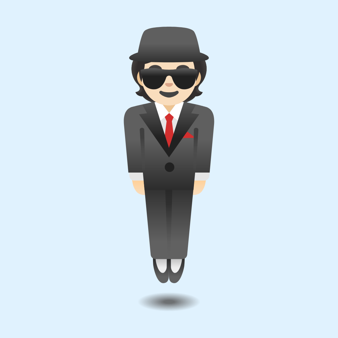 π΄π» Person in suit levitating: light skin tone
