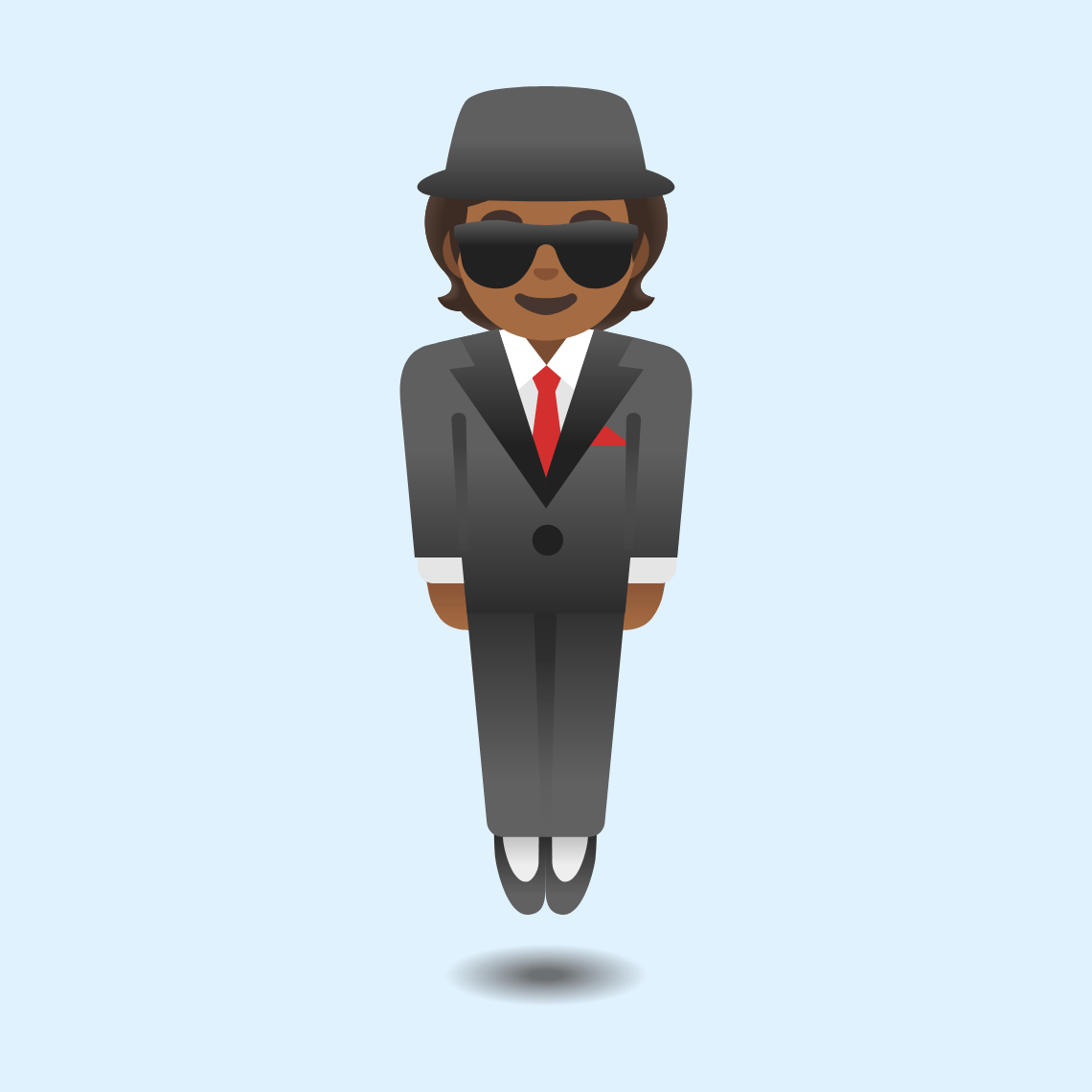 π΄πΎ Person in suit levitating: medium-dark skin tone