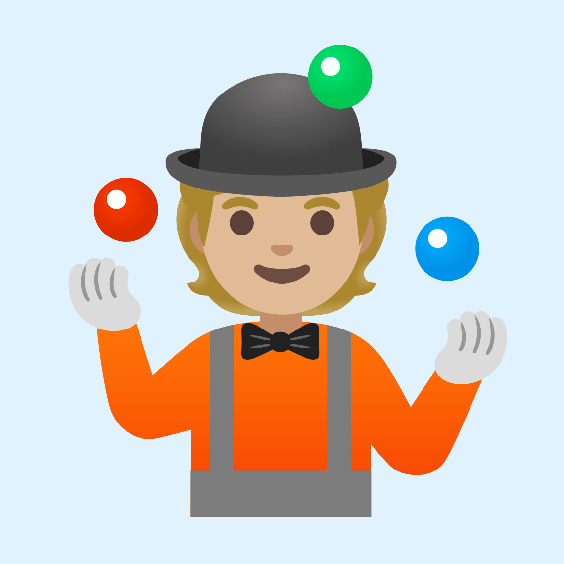 π€ΉπΌ Person juggling: medium-light skin tone