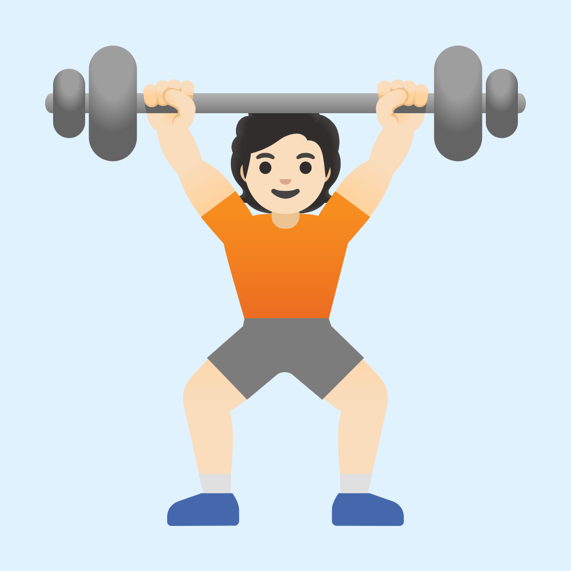 ππ» Person lifting weights: light skin tone