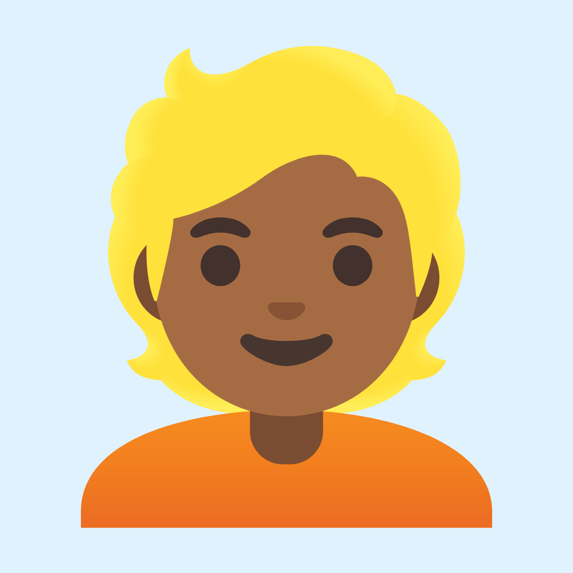 π±πΎ Person: medium-dark skin tone, blond hair