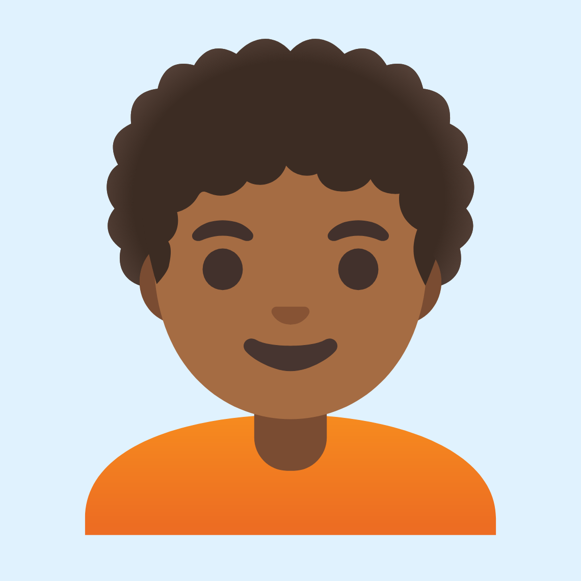 π§πΎβ𦱠Person: medium-dark skin tone, curly hair
