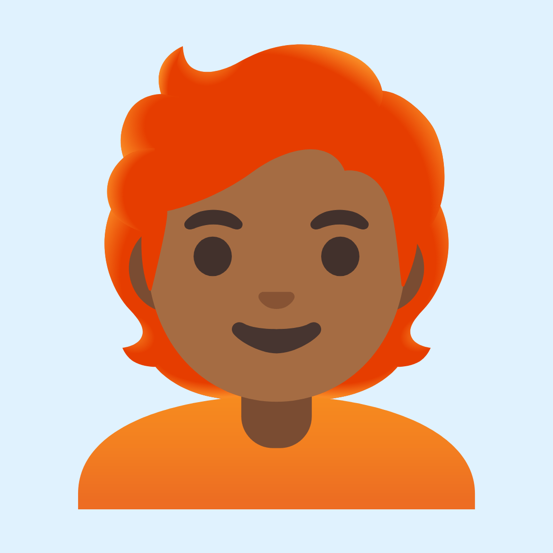 π§πΎβπ¦° Person: medium-dark skin tone, red hair