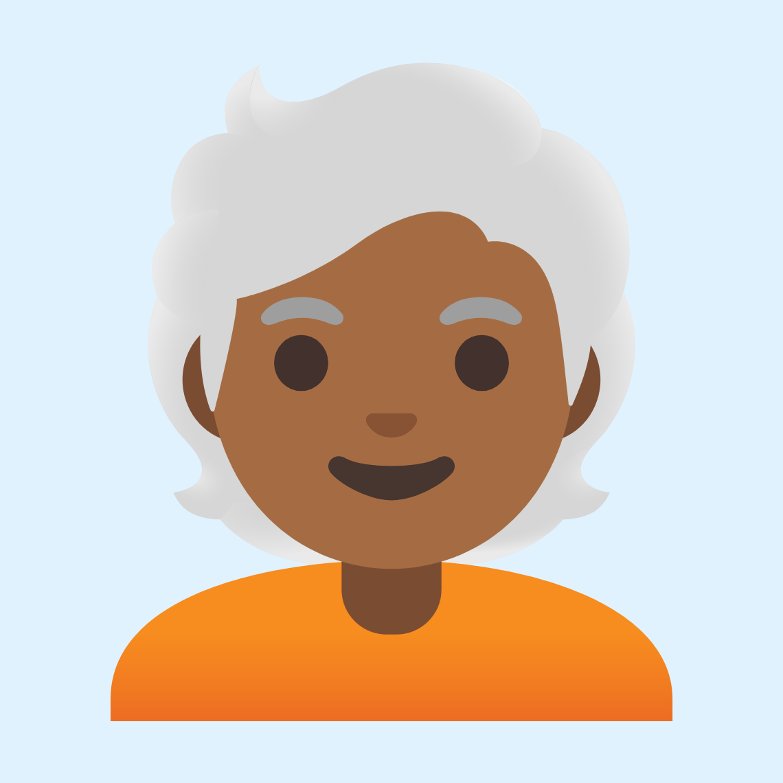 π§πΎβ𦳠Person: medium-dark skin tone, white hair