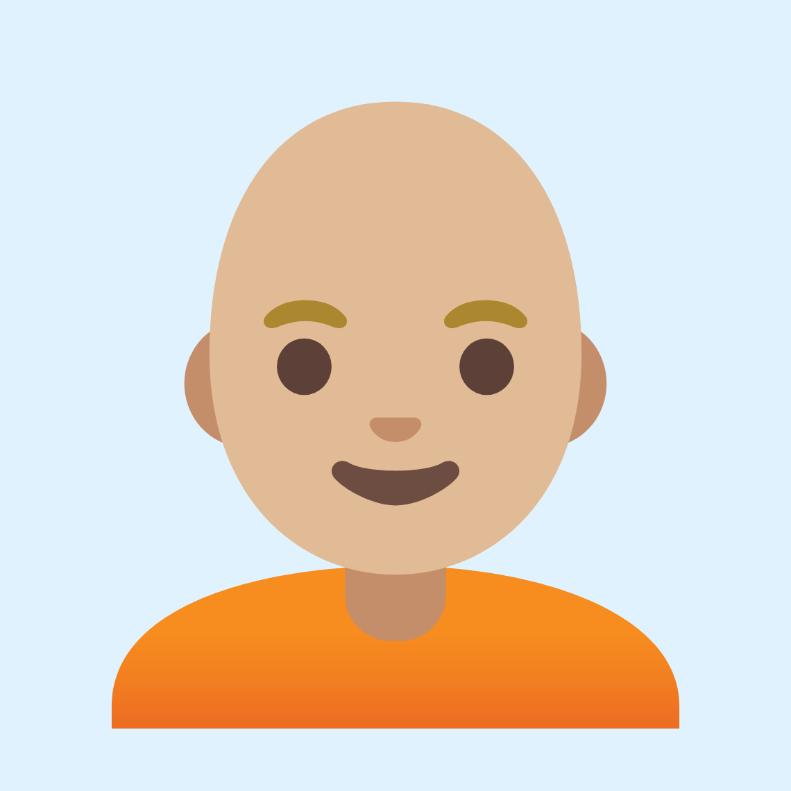 π§πΌβ𦲠Person: medium-light skin tone, bald