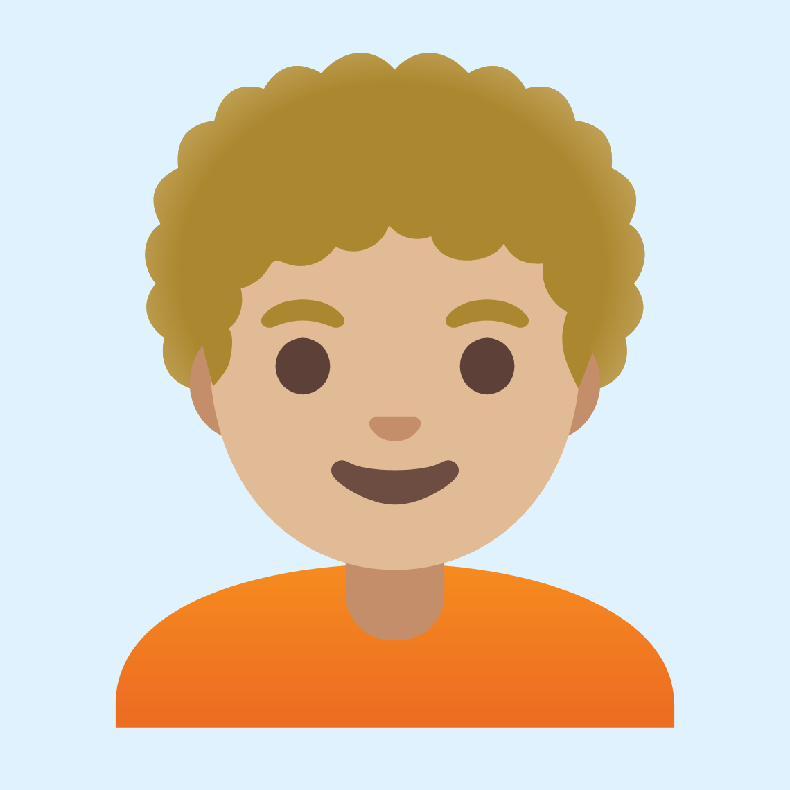 π§πΌβ𦱠Person: medium-light skin tone, curly hair