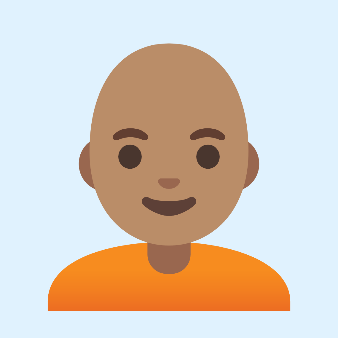 π§π½β𦲠Person: medium skin tone, bald