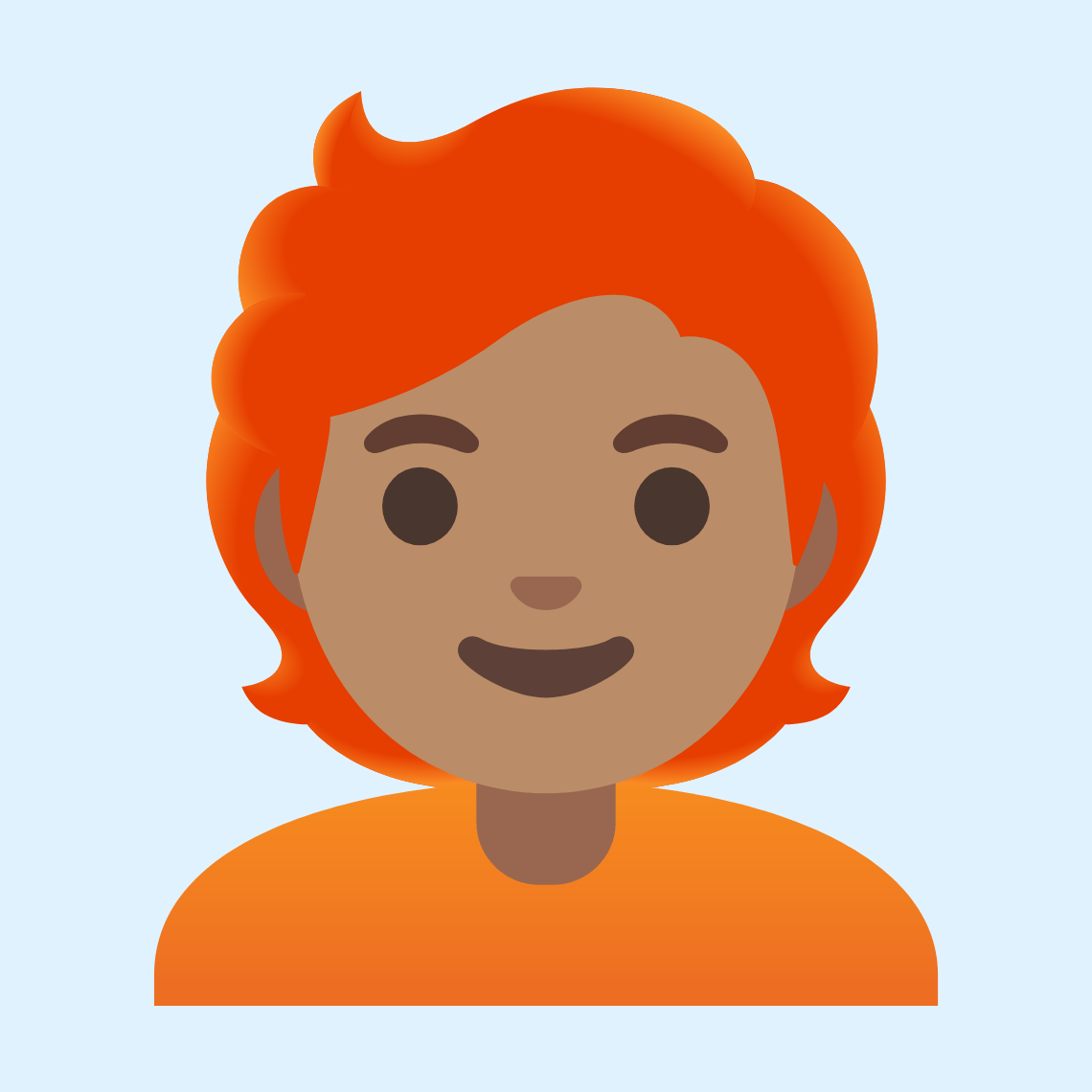 π§π½βπ¦° Person: medium skin tone, red hair