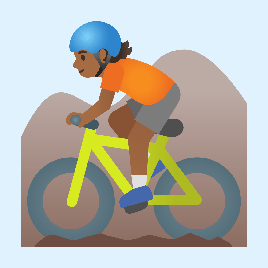 π΅πΎ Person mountain biking: medium-dark skin tone
