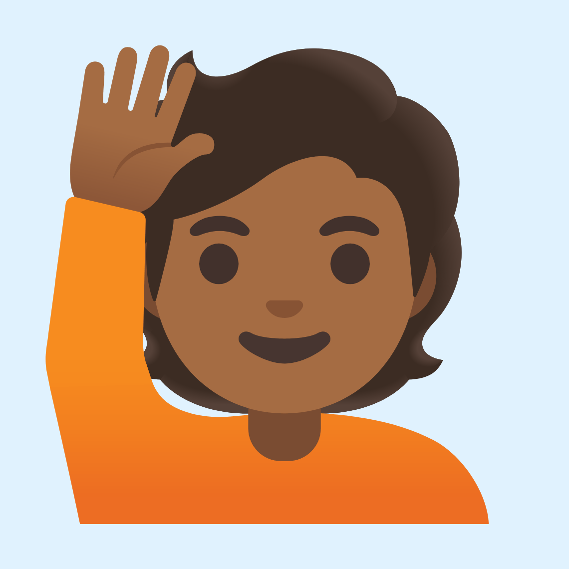ππΎ Person raising hand: medium-dark skin tone