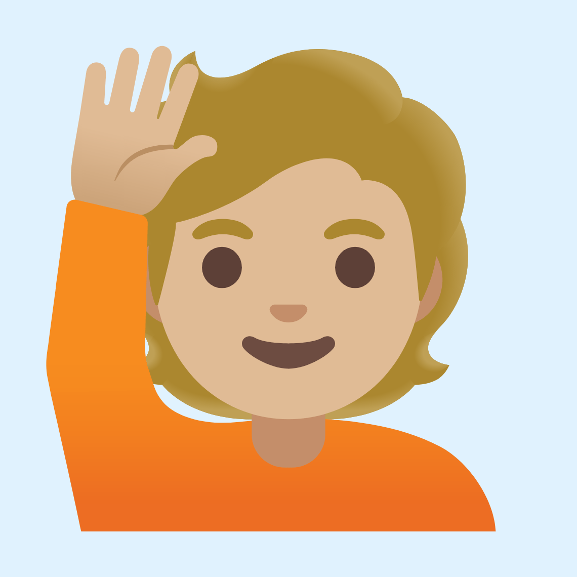ππΌ Person raising hand: medium-light skin tone