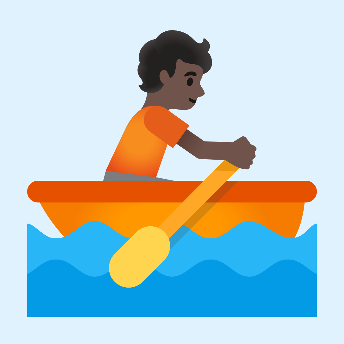 π£πΏ Person rowing boat: dark skin tone