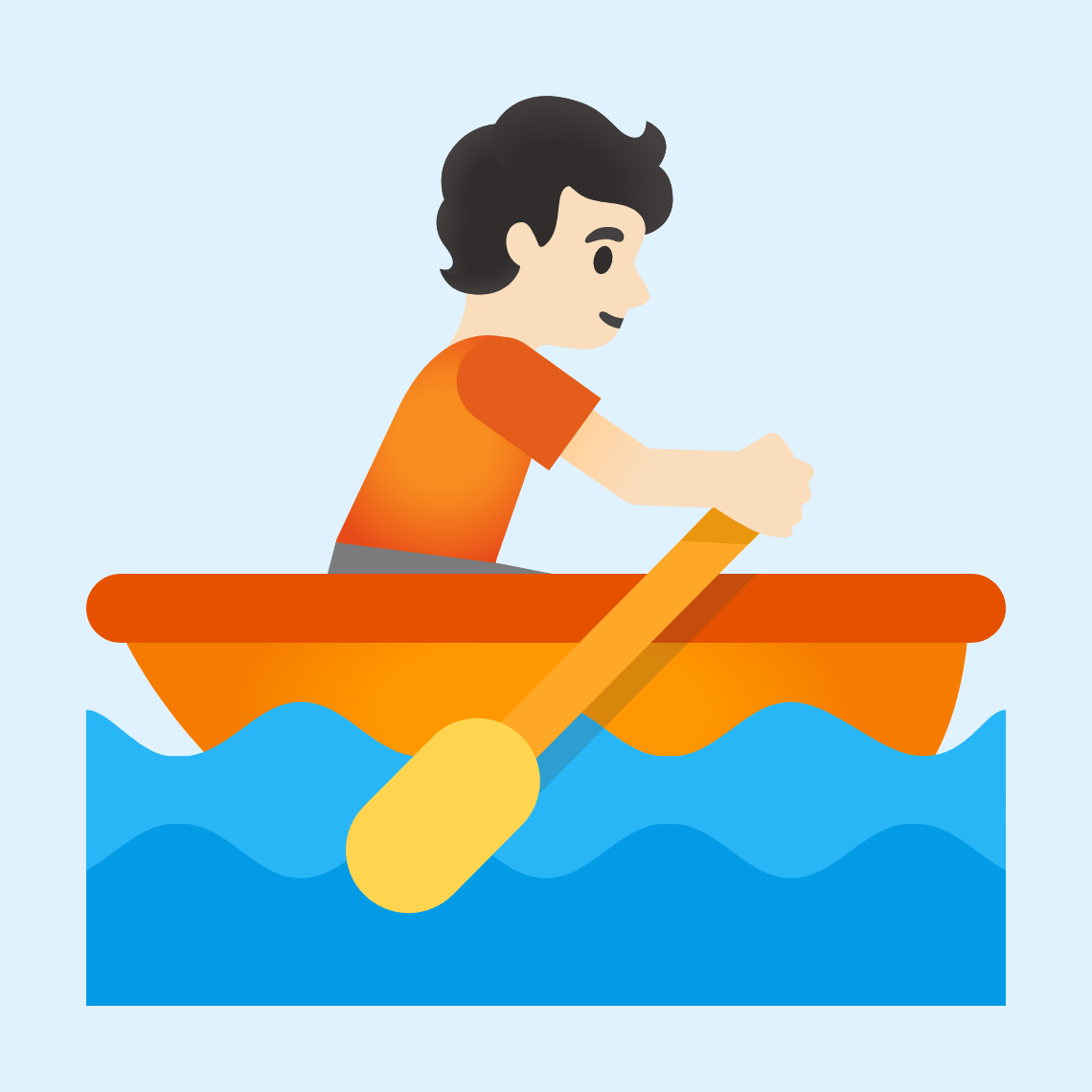 π£π» Person rowing boat: light skin tone
