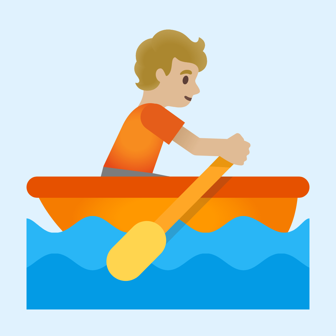π£πΌ Person rowing boat: medium-light skin tone