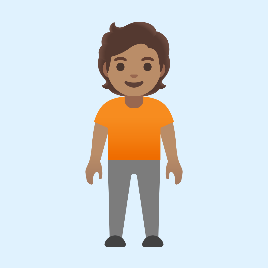 π§π½ Person standing: medium skin tone
