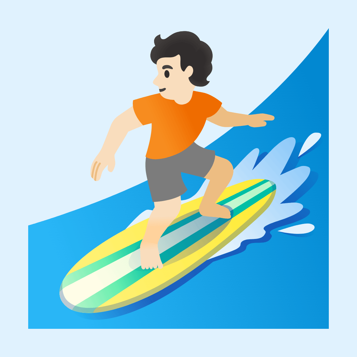 ππ» Person surfing: light skin tone