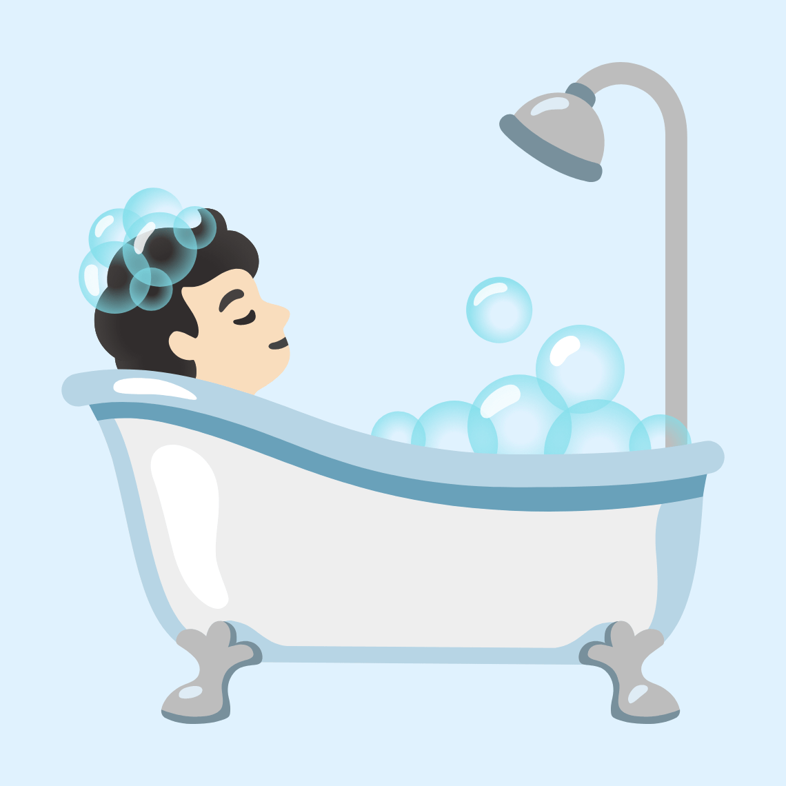 ππ» Person taking bath: light skin tone