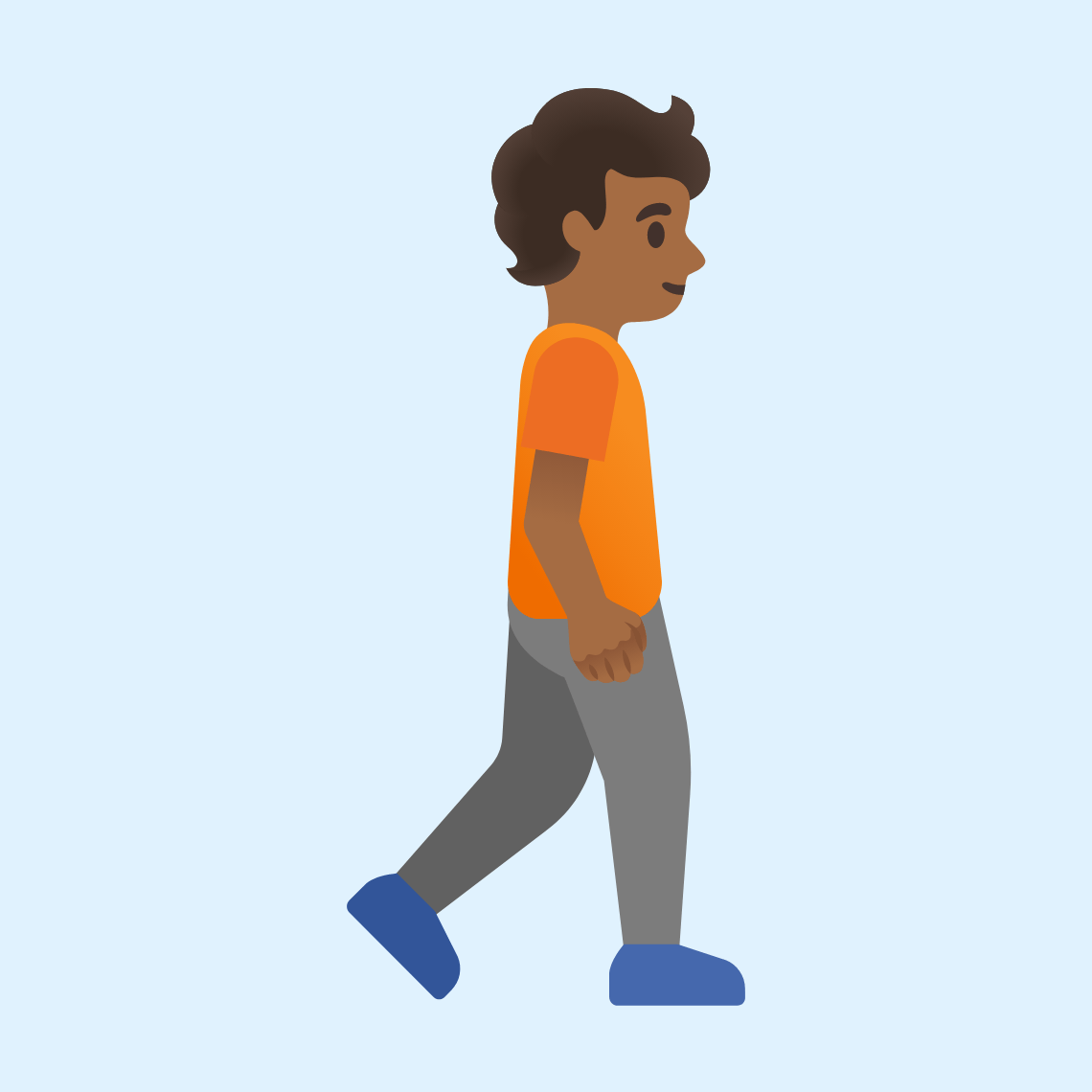 πΆπΎββ‘οΈ Person walking facing right: medium-dark skin tone