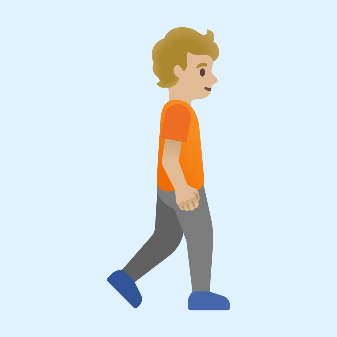 πΆπΌββ‘οΈ Person walking facing right: medium-light skin tone