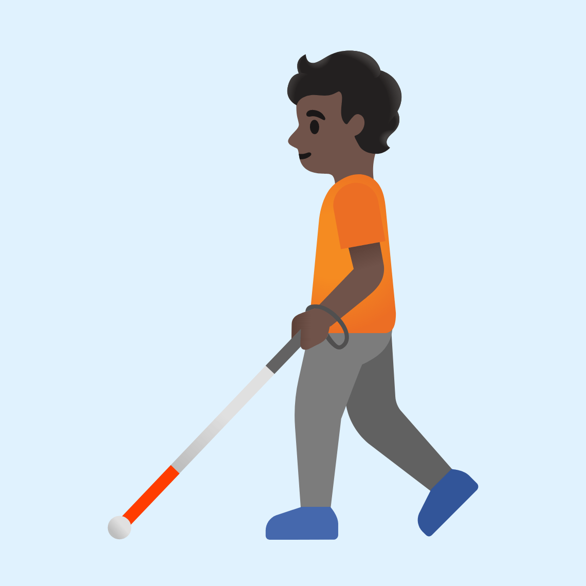 π§πΏβπ¦― Person with white cane: dark skin tone