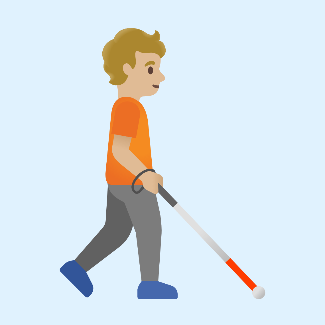 π§πΌβπ¦―ββ‘οΈ Person with white cane facing right: medium-light skin tone