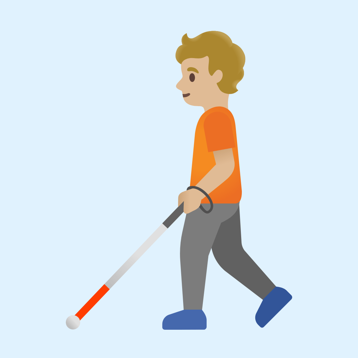 π§πΌβπ¦― Person with white cane: medium-light skin tone
