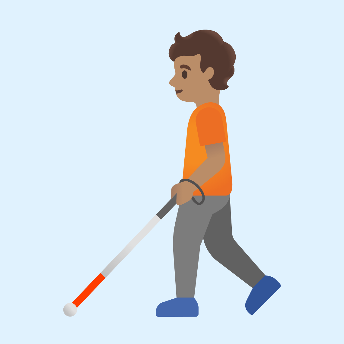 π§π½βπ¦― Person with white cane: medium skin tone