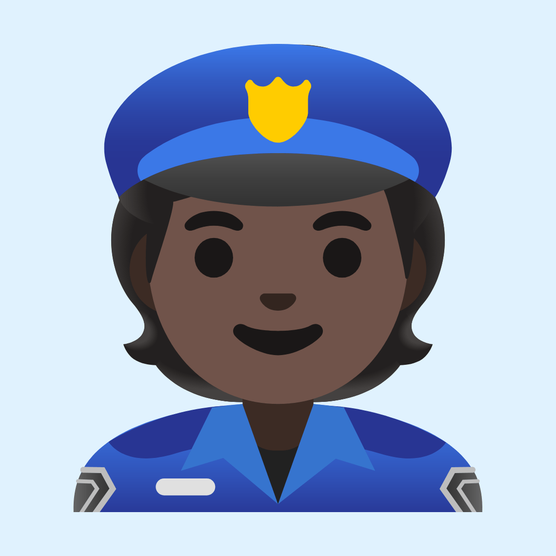 👮🏿 Police officer: dark skin tone