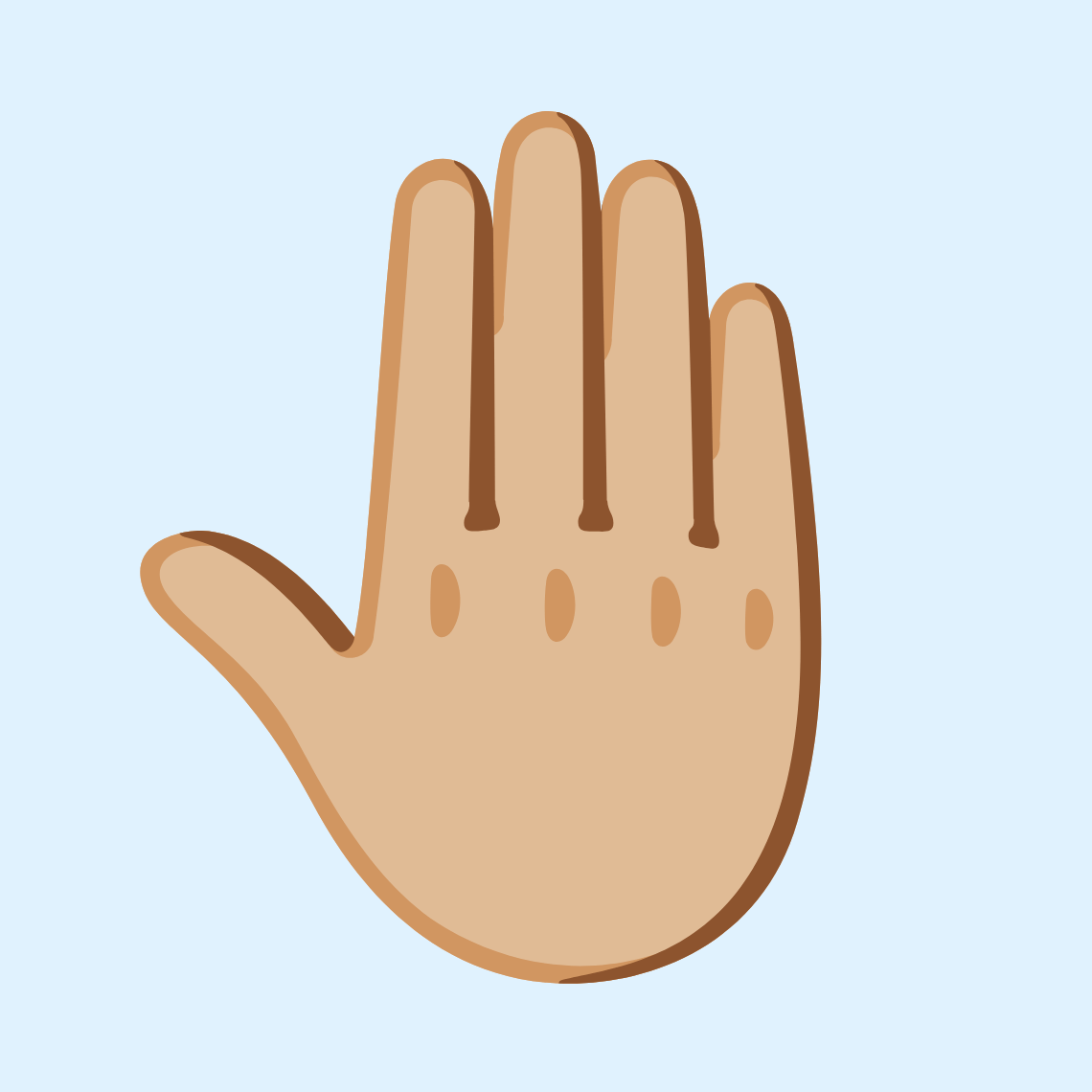 π€πΌ Raised back of hand: medium-light skin tone