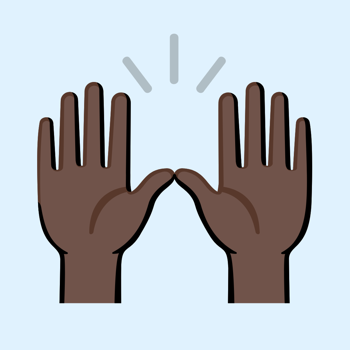 🙌🏿 Raising hands: dark skin tone
