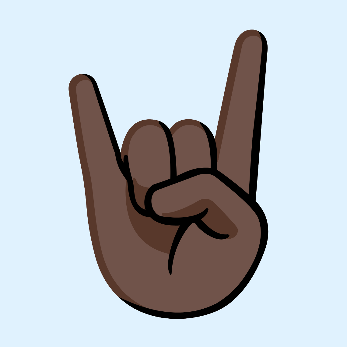 🤘🏿 Sign of the horns: dark skin tone