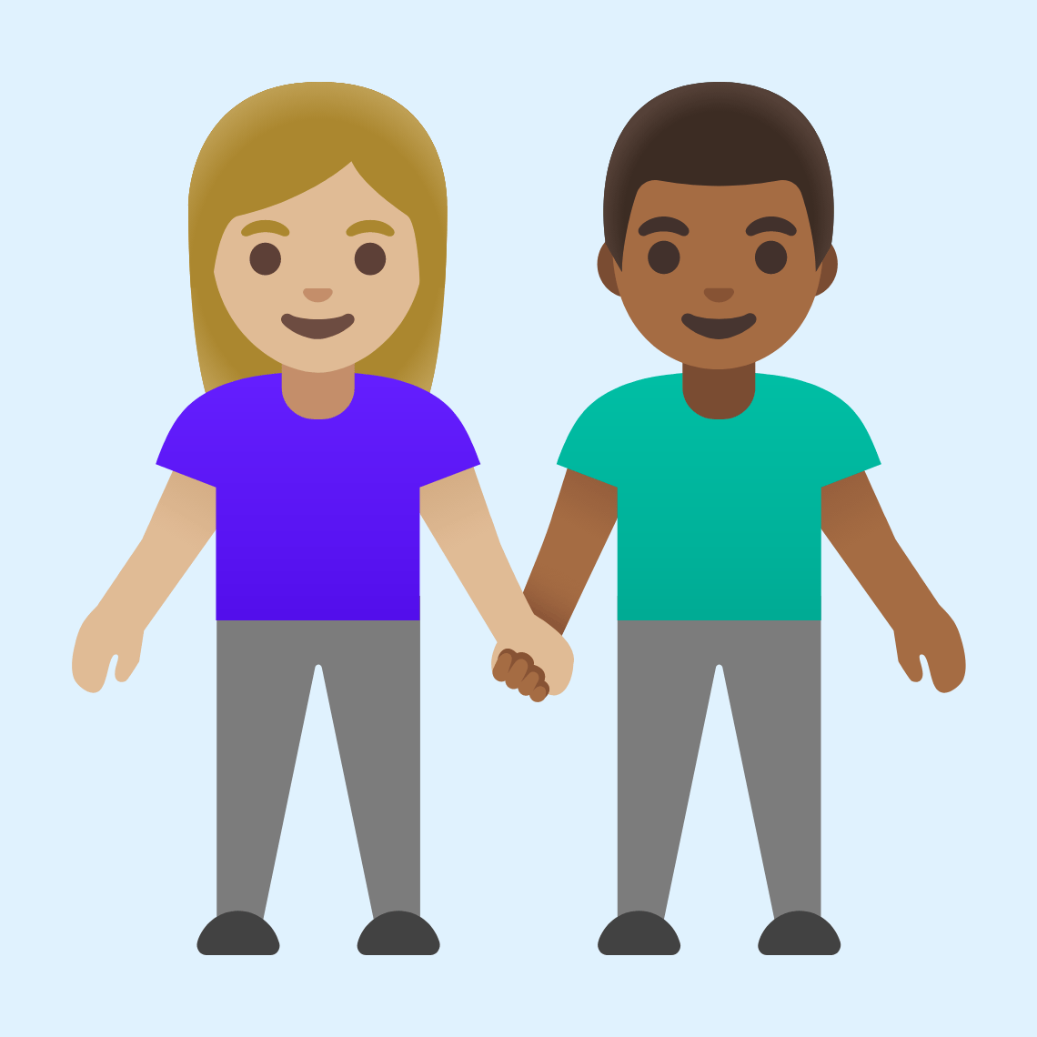 π©πΌβπ€βπ¨πΎ Woman and man holding hands: medium-light skin tone, medium-dark skin tone