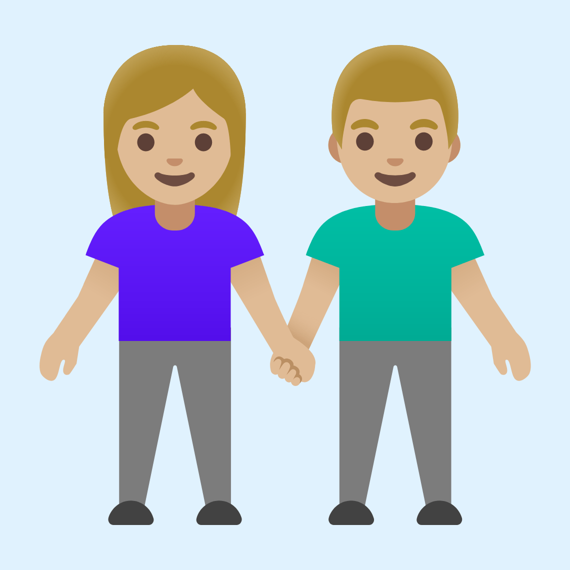 π«πΌ Woman and man holding hands: medium-light skin tone
