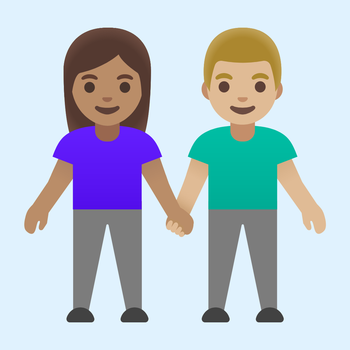 π©π½βπ€βπ¨πΌ Woman and man holding hands: medium skin tone, medium-light skin tone